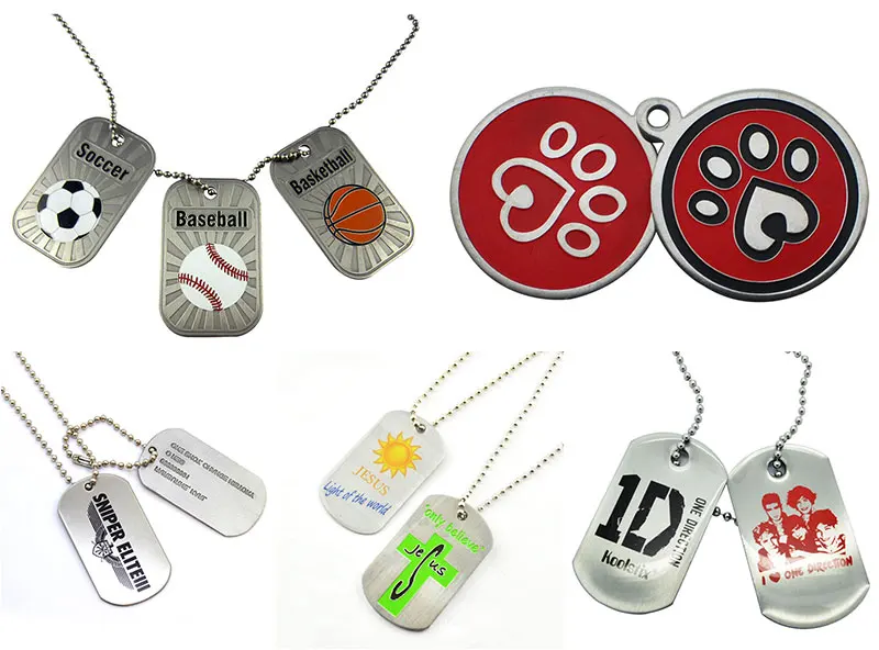 Wholesale Custom Named Sublimate Stainless Steel Pet Id Tags Metal Design Logo Dog Tags Necklaces