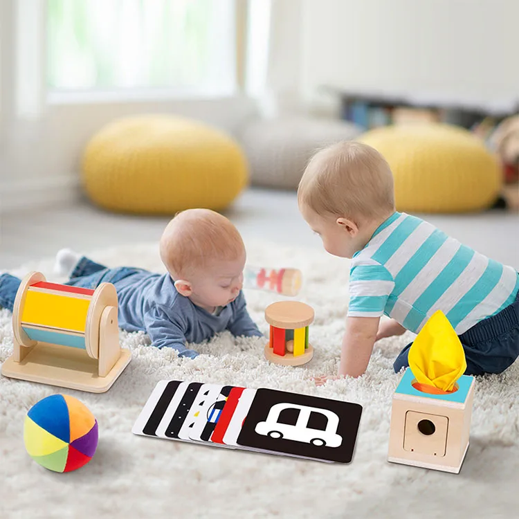 Unisex Montessori Educational Toy Set Wood and Paper Materials for 2 to 4 Year Olds Encourages Play and Combinations