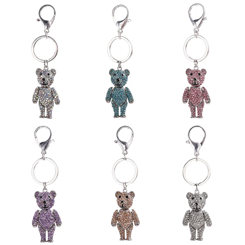 Creative Alloy Diamond Gift key chain pendant Cute delicate Bear series Key chain wallet Key ring bag key chain