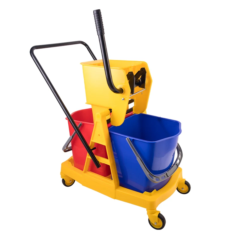34L 46L home cleaning mop bucket double barrel water separation wringer trolley cart