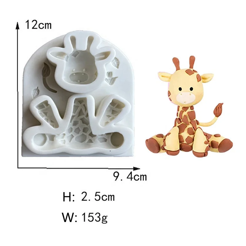 Custom Cartoon Silicone Mold Baked Lion Giraffe Elephant Bear Monkey Chocolate Fondant Molds Cake Decoration Tools Resin Molds