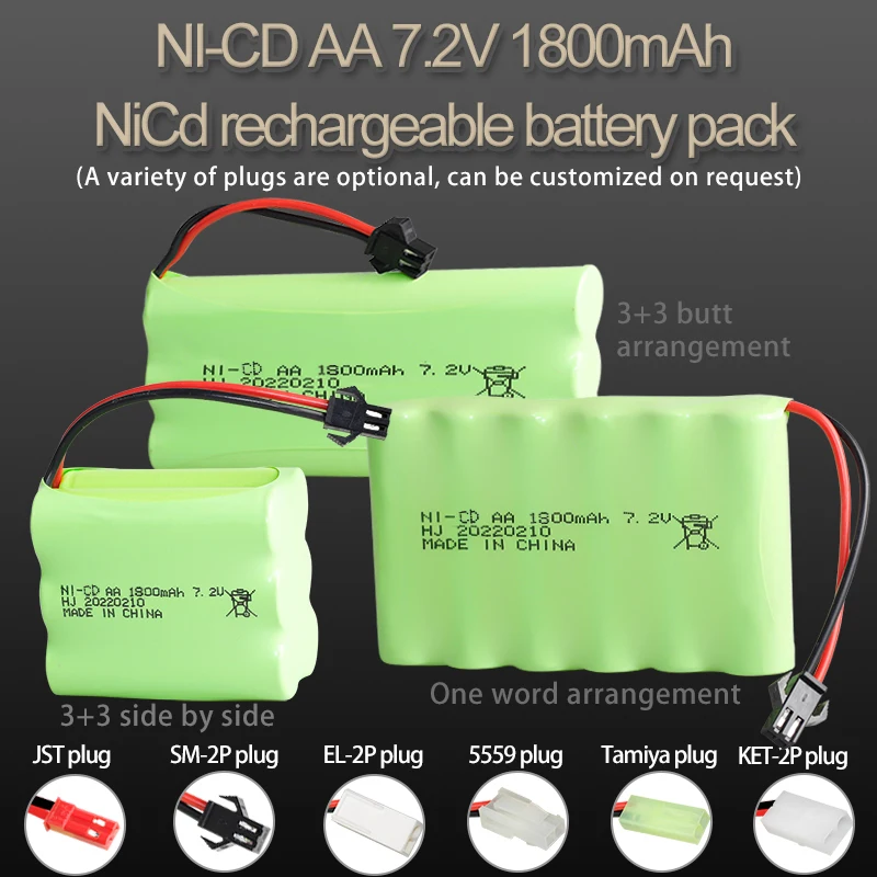 Factory 7.2V 1800mAh Ni-cd cell pack AA rechargeable batteries robot chinese car toy helicopter battery