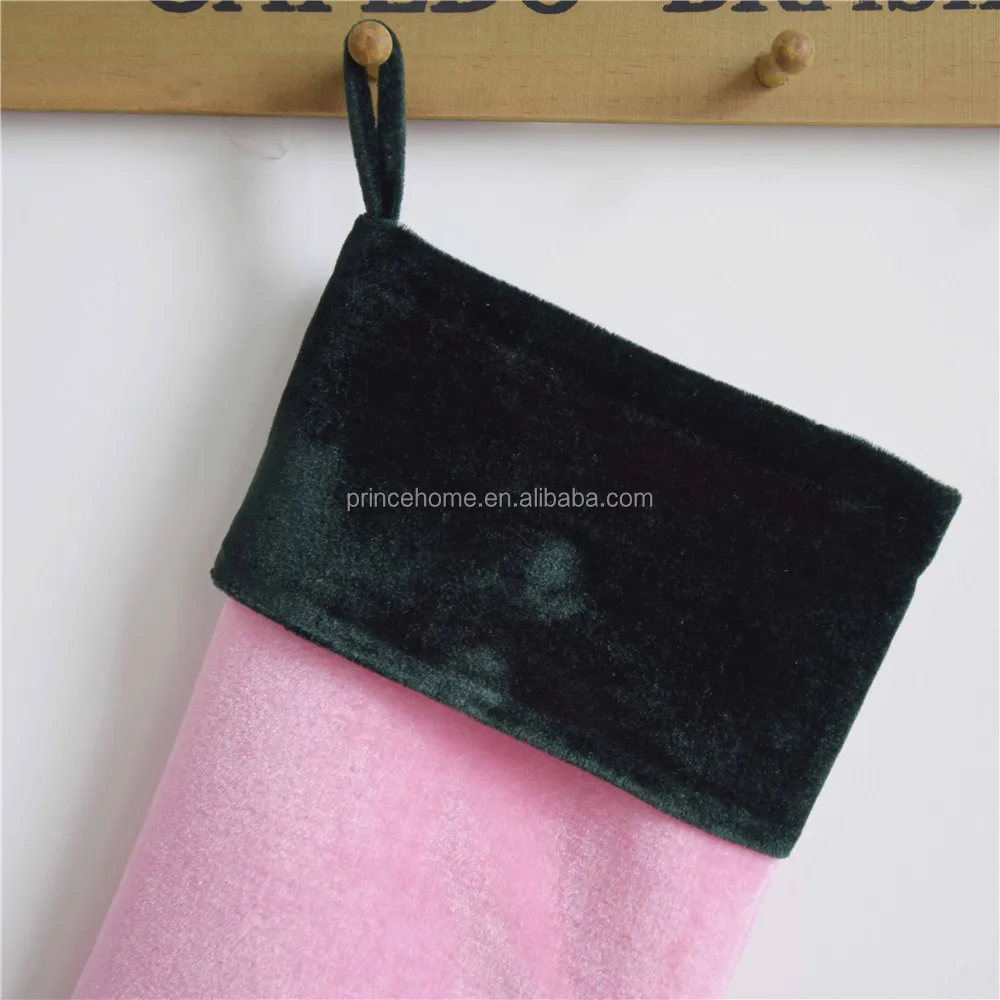 
Hot Sell Pink & Green Velvet Stocking Christmas Stocking 