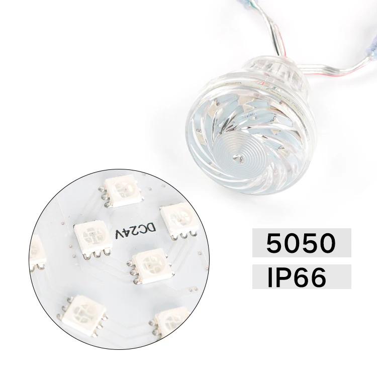 DC24V 60mm Diameter Cabochon Rgb UCS1903 18pixels Turbo Led for Fairground Amusement Light