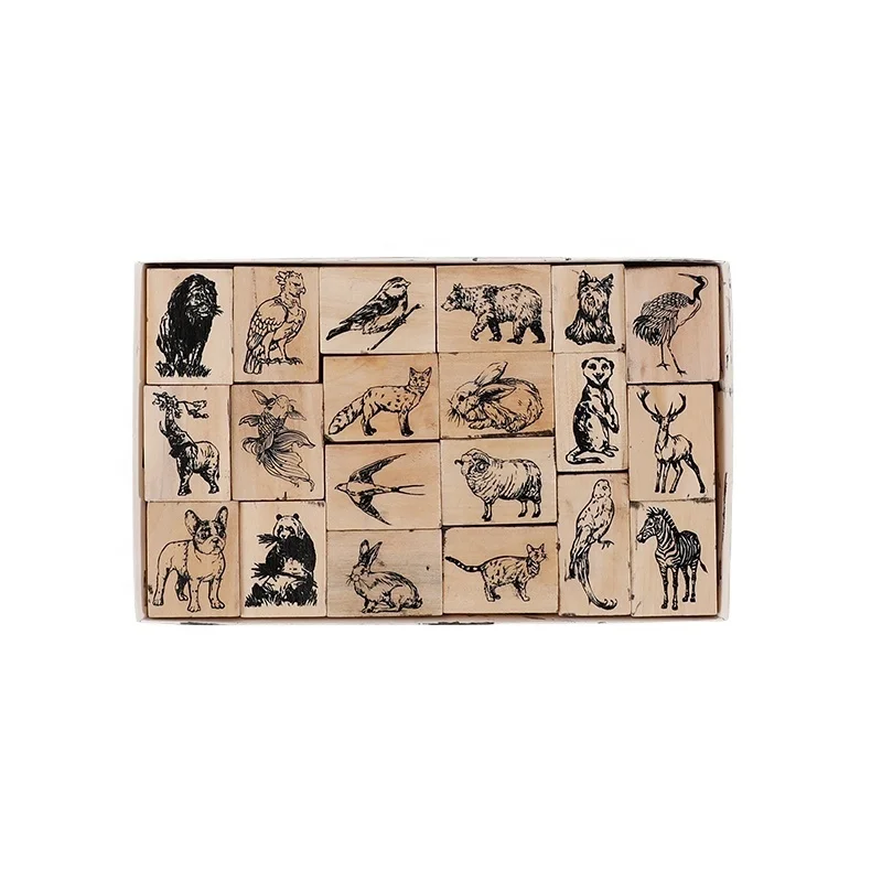 Производители продают деревянные штампы Изысканная креативная серия печати животных DIY деревянная печать ручной работы