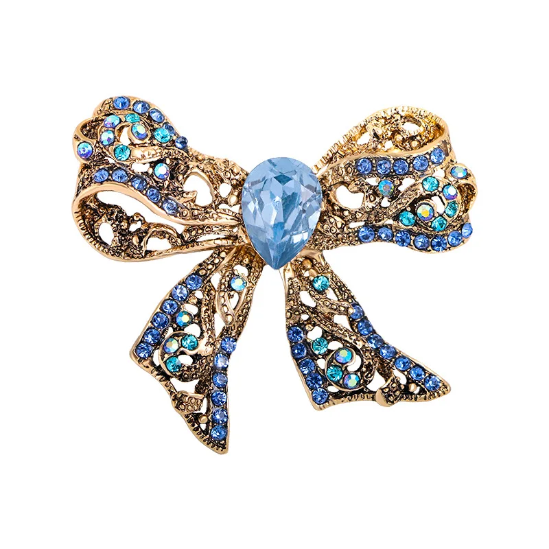 Fashion Luxury alloy butterfly bow diamond brooches brooch pin