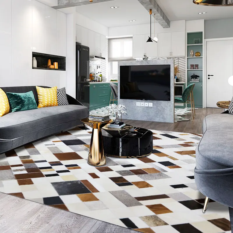 European Square Lattice Luxurious Stitching Rooms Bedroom Study Carpet