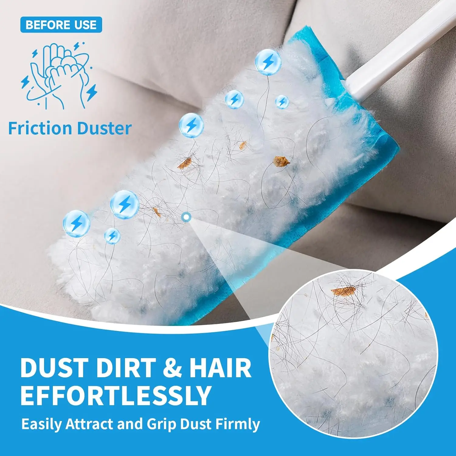 Multi-Surface Disposable Dusters 360 Heavy Duty Duster Kit Includes 30 Dusters Refills and 1 Handle,