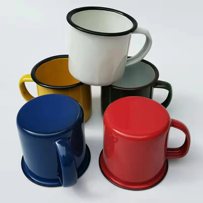 Hot-selling colored enamel cups old-fashioned large tea pots thickened mugs gift advertisements cups