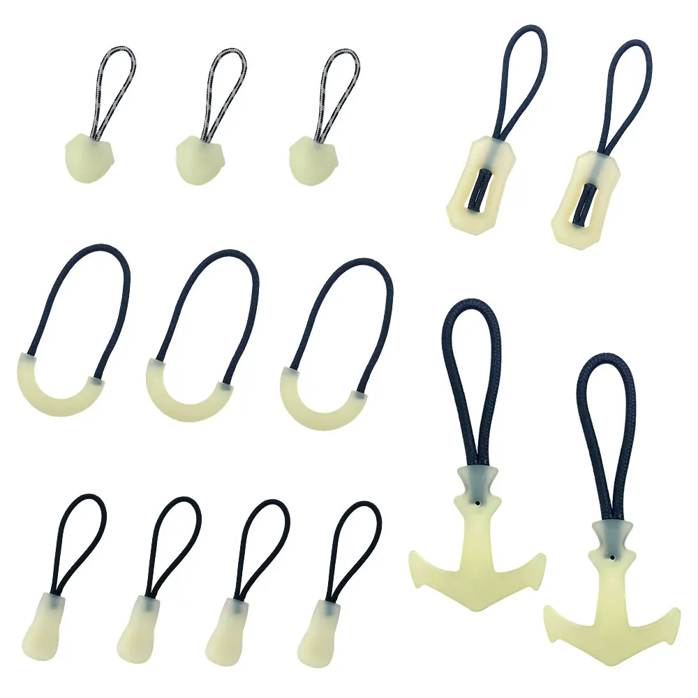Free Sample Luminous Zipper Puller Plastic Rope Zipper Rubber Puller For Fashion Jacket