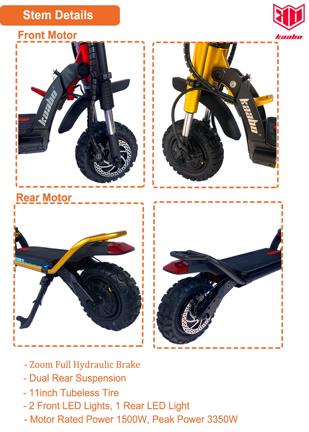 Original KB Wolf King+ 11inch 72V 28AH  1500W*2 Dual Motor Top Speed 100km/h Electric Scooter Hydraulic Shock Absorption