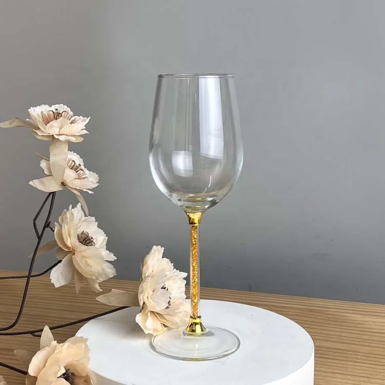 Gold Diamonds stem Wine Glass Goblets Lead Free Vintage Crystal Wine Glasses Wedding Wine Glasses Set