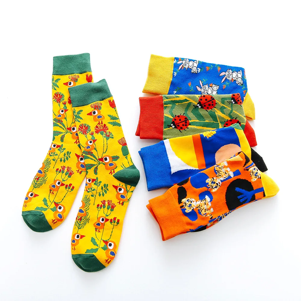 Cute Funny Soft Cotton Women Socks Novelty Ladybird Tiger Bird Bunny Dolphin Cartoon Animal Colorful Happy Socks For Girl Gift