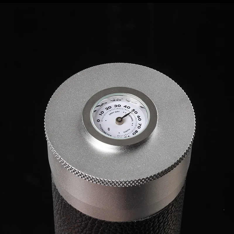 Portable Travel Leather Alloy Metal Cigar Humidor With Cigar Hygrometer Humidifier Cigar Tube