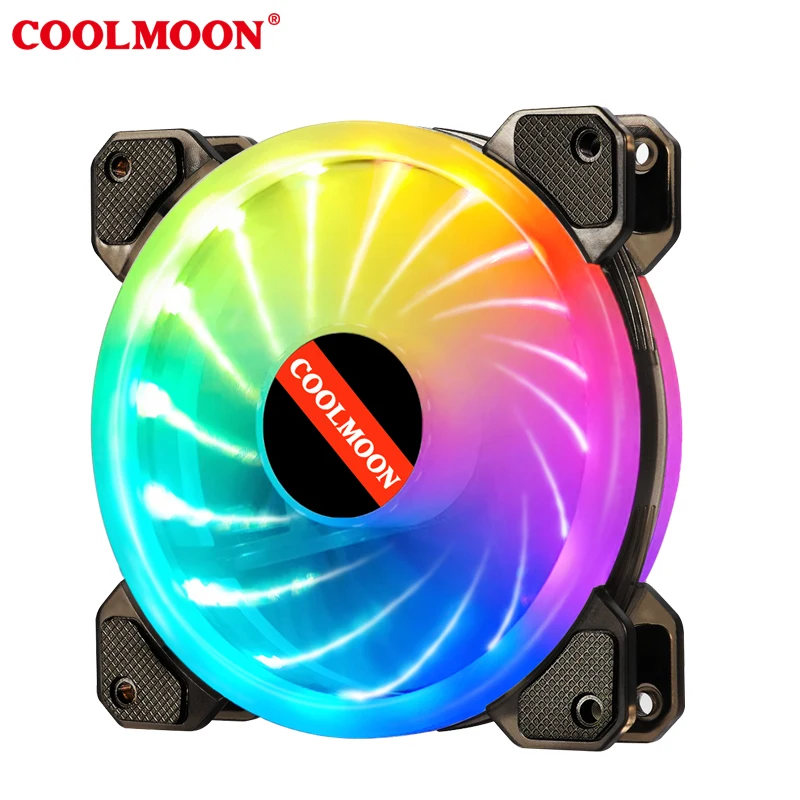 
 Кулер для корпуса компьютера COOLMOON Starlight 120 мм RGB. Игровой вентилятор может удаленно менять цвет с помощью контроллера, тихий и охлаждающий вентилятор  
