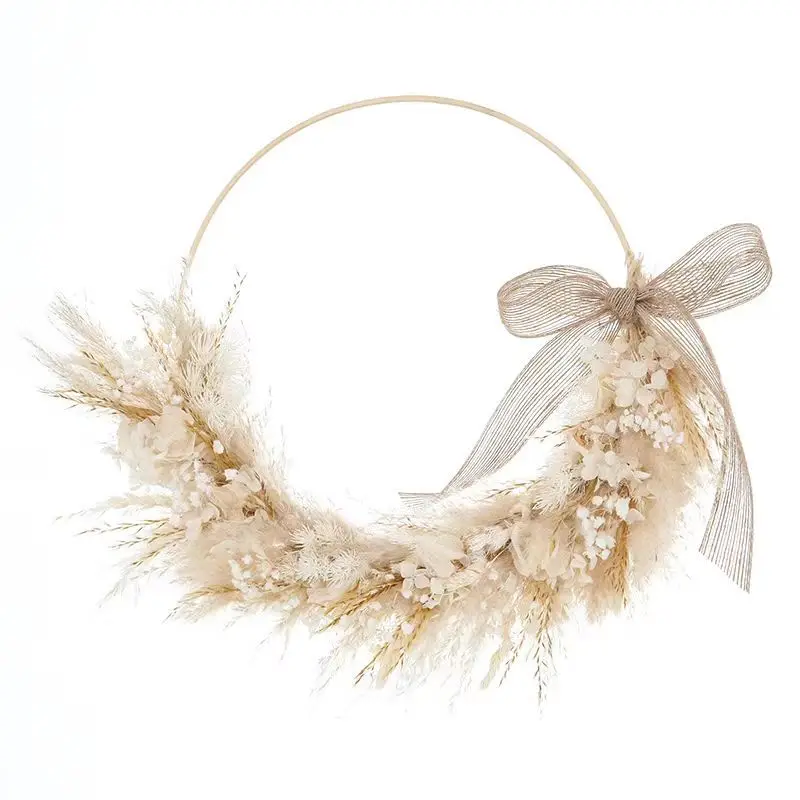 Premium Soft Dream Wooden Wedding Garlands & Wreaths, 30cm Wreath Frame with Pampas Grass - Perfect Kindle Home Decor
