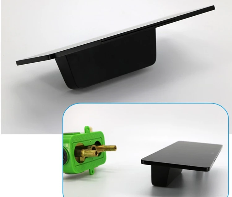 In-wall waterfall faucet black concealed embedded hotel washbasin hot and cold water faucet shelf