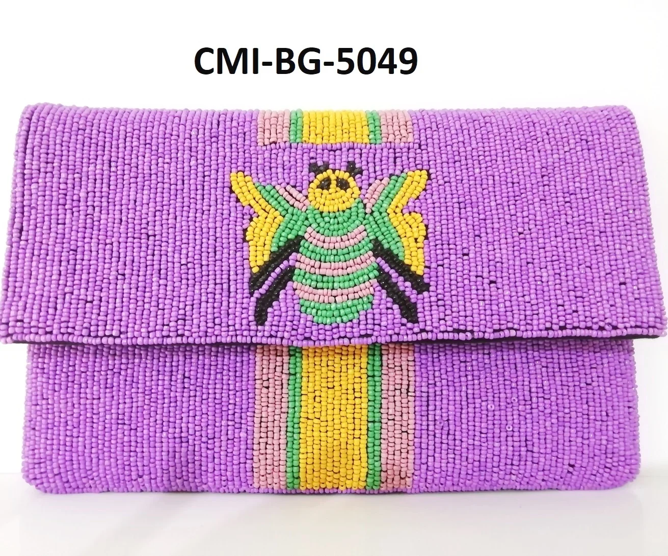 Bee Leopard Clutch Purse / Snap Closure / Mini or Regular / Chain Shoulder Strap / Seed Beads / Gifts for Her / Unique / Queen B