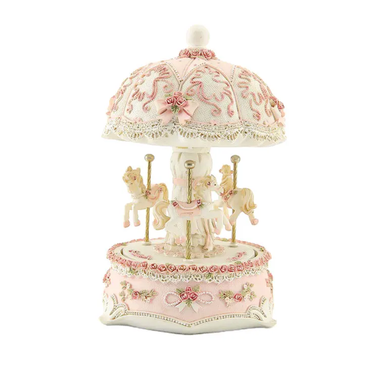 Карусель из смолы, Музыкальная шкатулка с милым медведем, карусель из смолы для рождественского декора