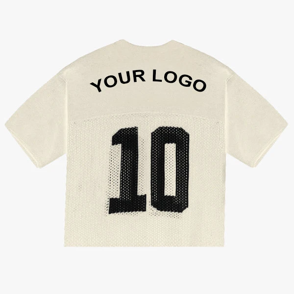 Custom cable design logo knitwear fashion crew neck short sleeve men knit crochet sweater top knitted mesh jersey