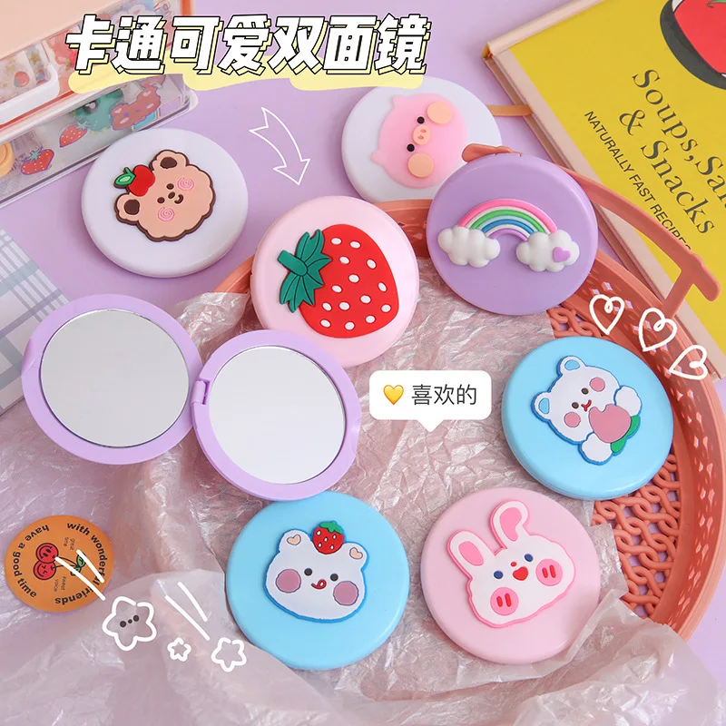 Customizable Cartoon Double Sided Mirror Portable Folding Makeup Mirror Student Dormitory Home Handheld Mini Pocket Mirror