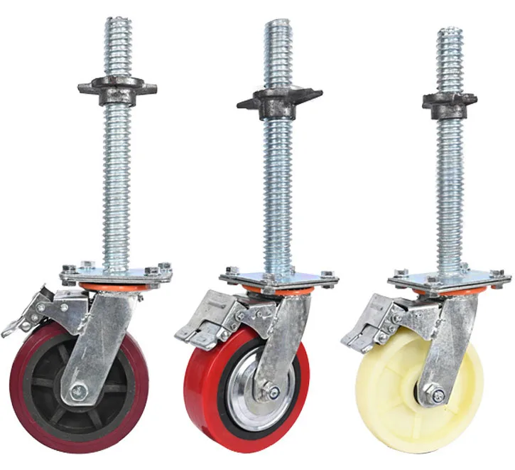Scaffolding Wheels With Lock Heavy Duty Adjustable Scaffold Caster Wheel  Rubber Swivel Wheel With Brake