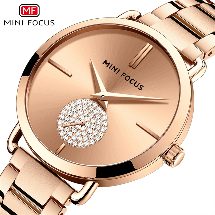 MINI FOCUS Fashion Rose Gold Watches Women Luxury Steel Waterproof Wristwatch Lady Watch Woman Relogio Femininos MF0222L