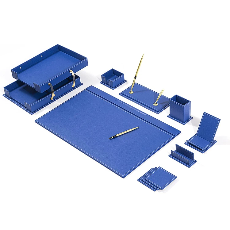 Luxury handmade leather desk organizer set office stationary set accessories for office room