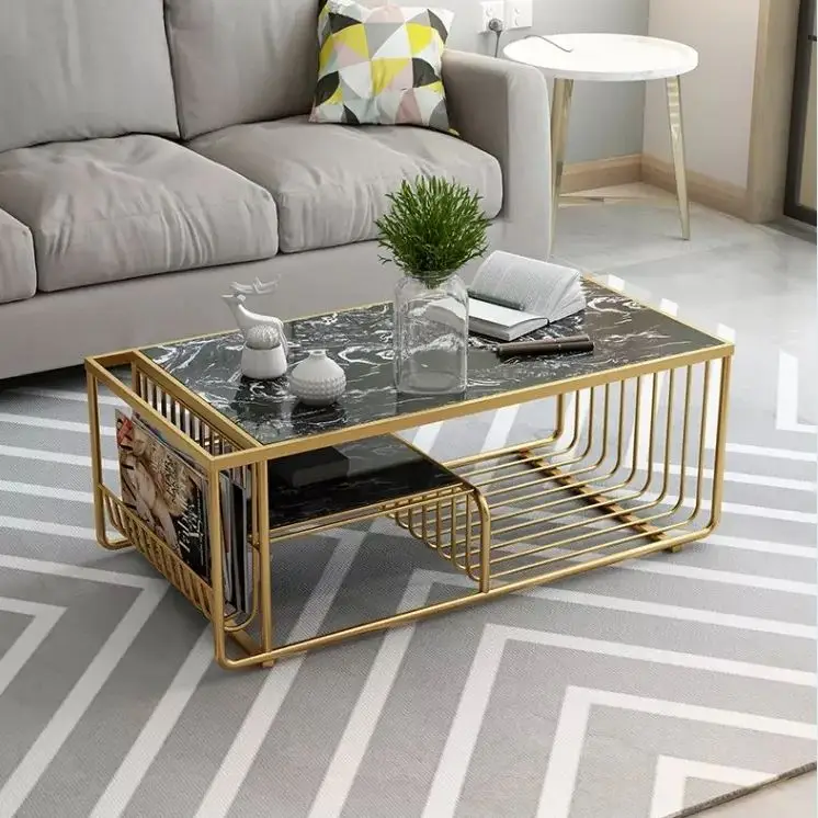 European Luxury Modern Round Marble Gold Coffee Table Living House Packing Room Furniture Metal Iron End Side Table
