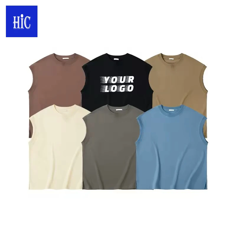 230g 100% Pure Cotton Sleeveless round Neck Tank Top Knitted Short-Sleeved Loose Oversized T-Shirt