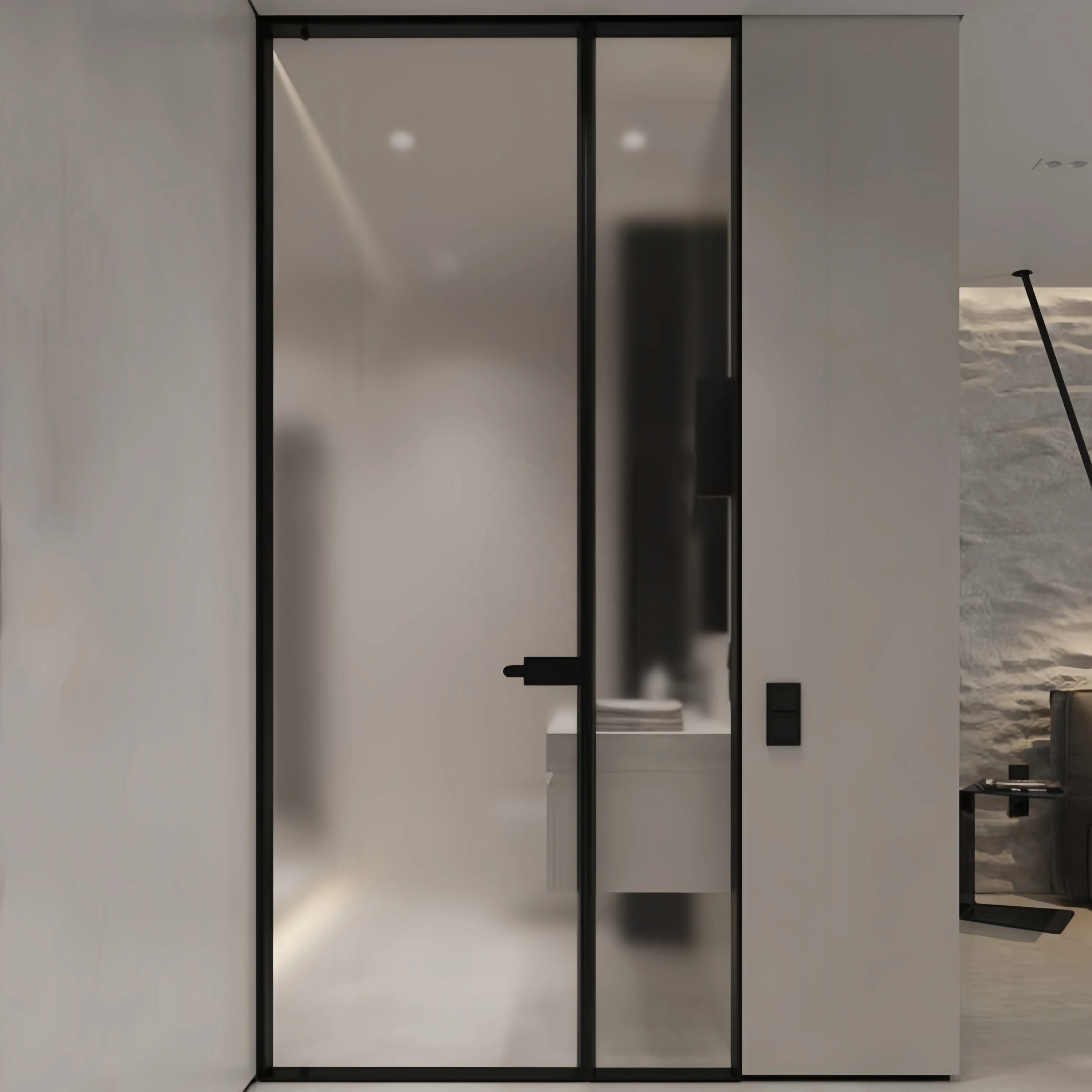 customized Frameless Slim Narrow Frame Glass Door Swing Casement Aluminum Toilet Kitchen Bathroom Door Interior Doors for sale