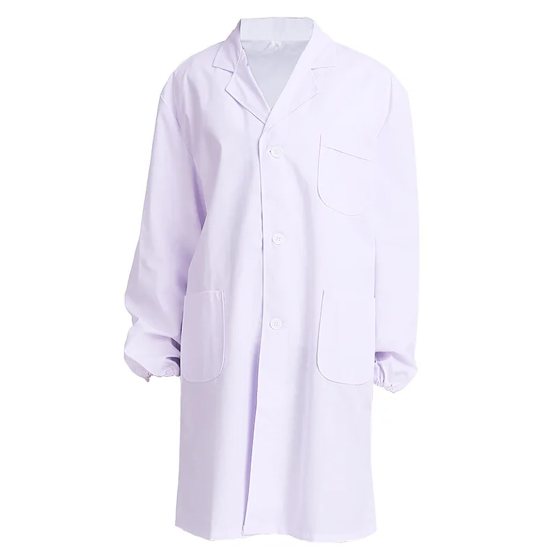Embroidered Logo Long Sleeve White Smock Pharmacy Uniform Lab Gown GMP food processing