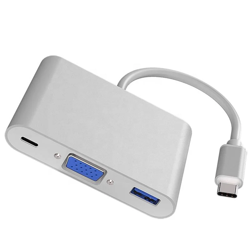 3-in-1 usb 2.0 usb 3 usb 3.0 hub Multiport Type-C to VGA Hub Converter