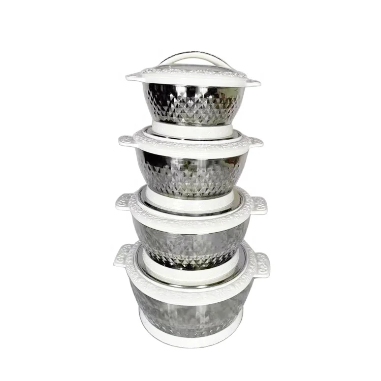 Africa Food Warmer Sets Hot Sale Stainless Steel Food Storage Lunchbox New Design 3/4 PCS Diamond Plastic Food Insulated Hot Pot