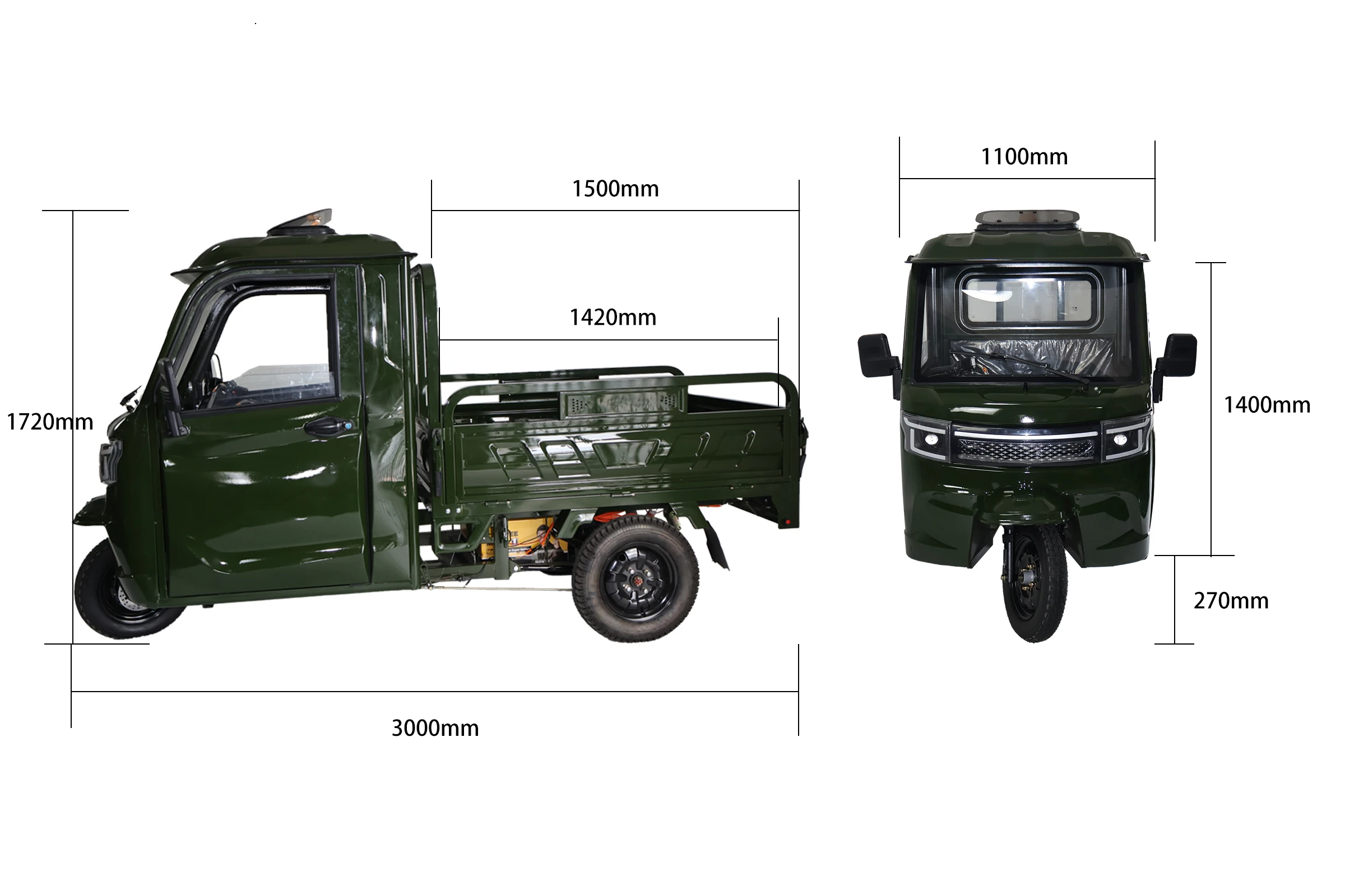 New Bajaj Semi Close Electric Tricycle Tuk Tuk Trike for Cargo Delivery EEC COC Tricycles Electric