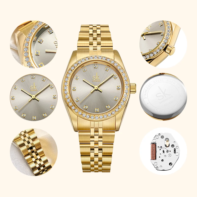 SHENGKE K0156L Custom Your Logo Montre Homme Luxury Wrist Band Analog Luxury Women Gold Watch In Wristwatch For  Ladies
