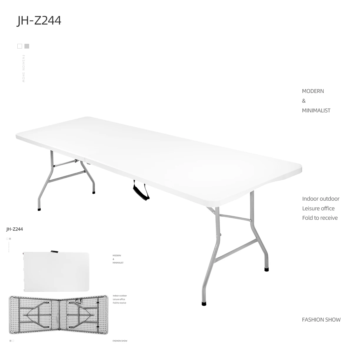 Folding Table Meeting Hdpe Rectangular Plastic Event Fold in Half Outdoor Wholesale Cheap Price 6 8FT Outdoor Furniture Modern