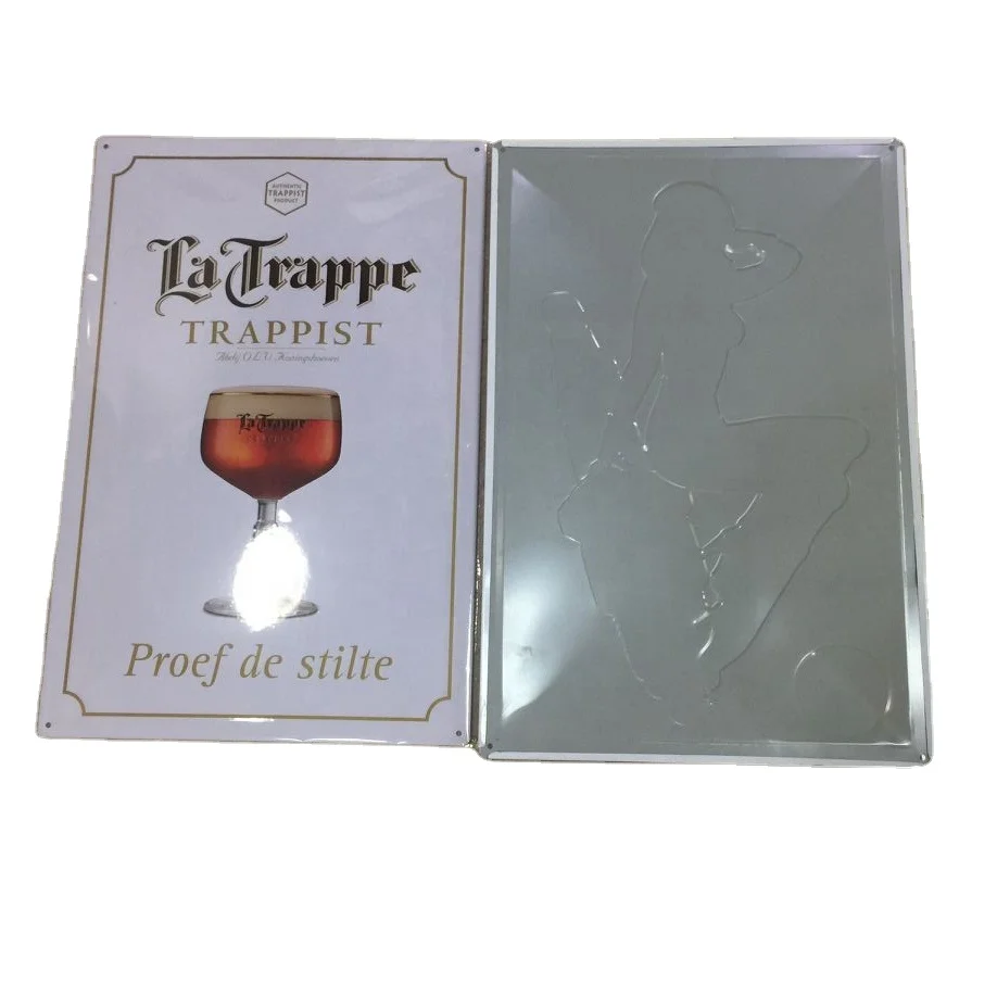 Finely designed beer metal poster at bar for wall decoration wine advertising tin sign at pub