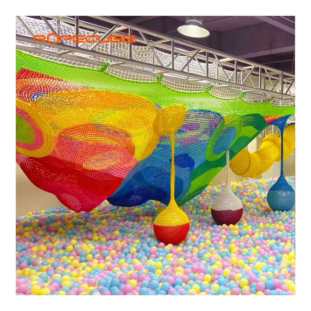 Beautiful hand knitting honeycomb net indoor playground equipment with sea ball pool amusement park