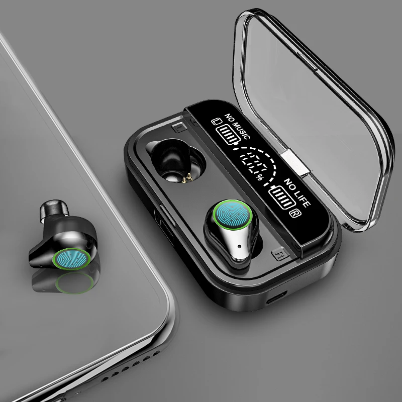 IPX7 Touch управление беспроводной наушники с цифровой дисплей СПЦ Bluetooth гарнитура