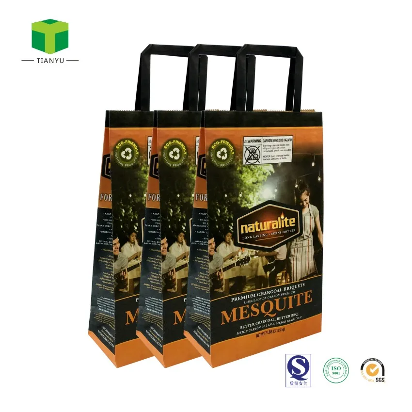 10kg 15kg 8lb 35lb Hardwood Lump Charcoal Coal Packing Paper Bag BBQ 2kg 3kg 5kg Charcoal Bags Adhesive for Coal Briquette