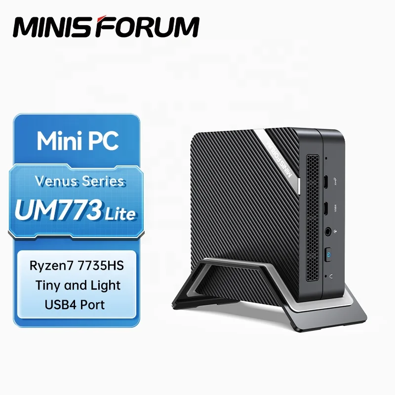 MINISFORUM UM773 Lite New Small Desktop Computer AMD Ryzen 7 Portable Office PCIe4.0 SSD Windows 11 Pro Barebone Gaming Mini PC