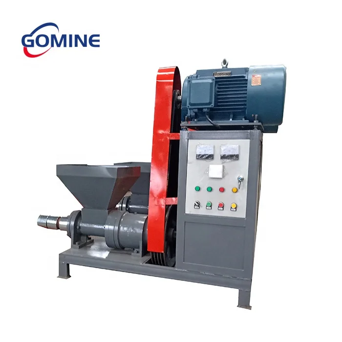 Continuous manual finger cube carbonized hard wool lump roll coffee husk charcoal bag rod making machine from sugar cane leaves