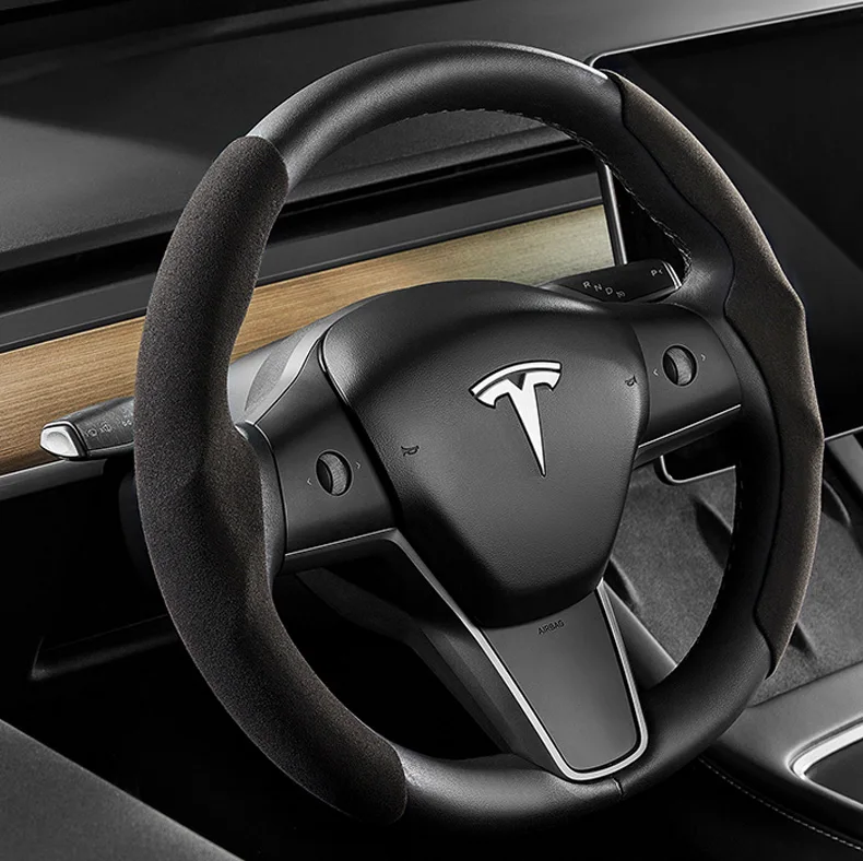 Чехол на руль EVBASE Tesla замша алькантара материал под заказ для модели 3 Y протектор автомобильного колеса аксессуары 2