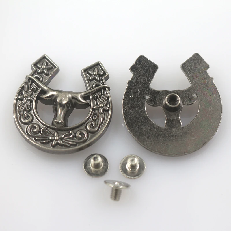 Fashion new design alloy metal horse buffalo pattern conchos screw back leather belt hardware