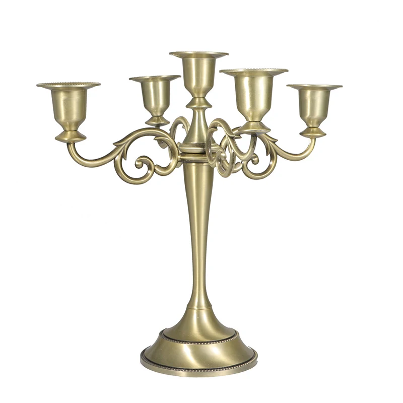 Винтажный стиль медный Золотой держатель для свечи с 5 ручками головками винтажные канделябры свадебного украшения стола