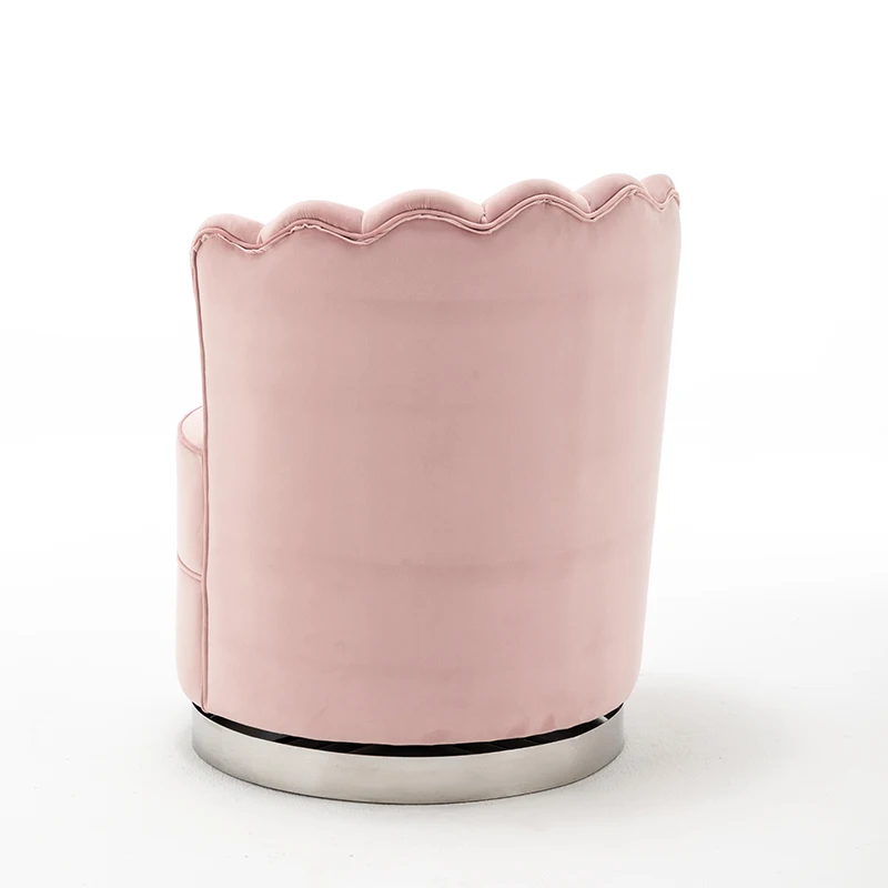 
Flower shape design chair velvet sofa chair swivel chair with movable stainless steel base 