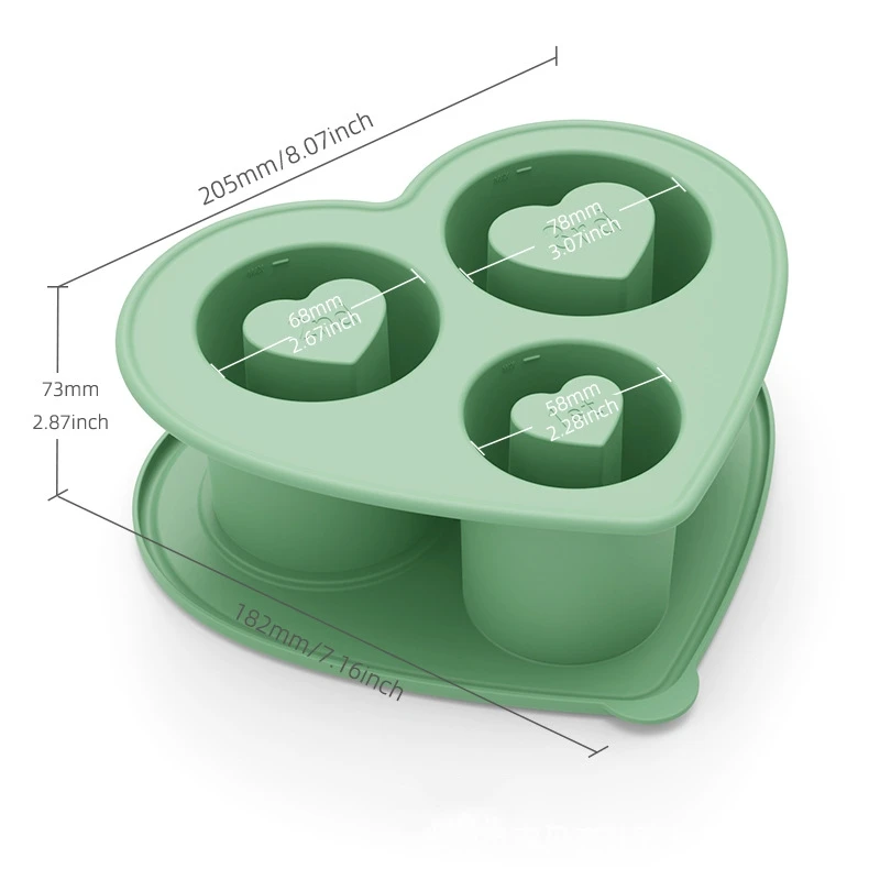 hot selling product tumbler rings heart ice mold tray grid mould for form stanley cup food grade silicone ice cube m mole