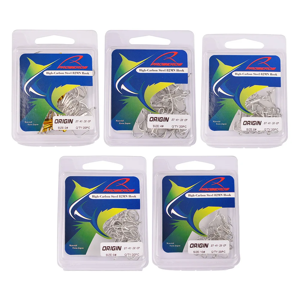 1#-14#-3/0# 20pcs/Box High Carbon Steel 2X Strong Matte Tin Treble Hook Super Sea Big Game Tuna GT Jig Fishing Hooks