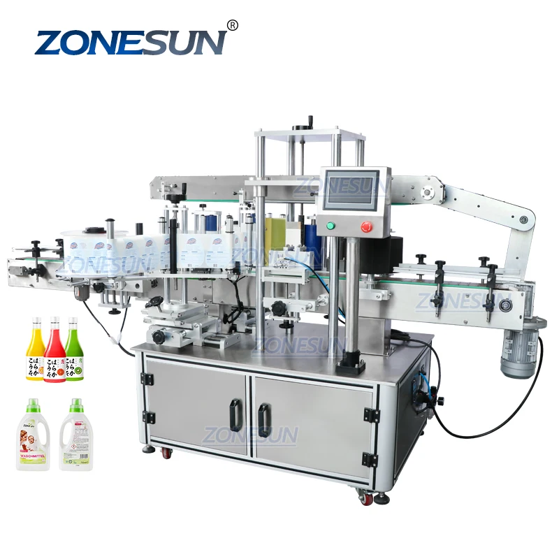 ZONESUN ZS-TB300Z полностью автоматический самоклеющиеся плоские круглые бутыль Косметическая двухсторонняя этикеточная